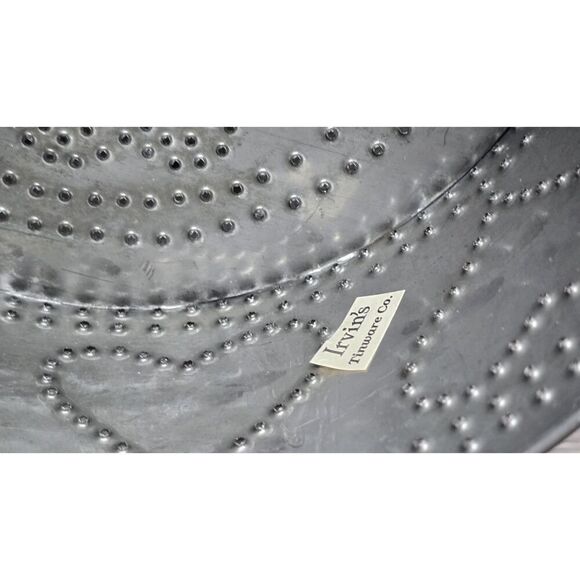 2 ~ Ivine's Tinwear Pierced Tin Heart Footed  Primitive Style PA Dutch 6"x3.5" - Picture 4 of 12